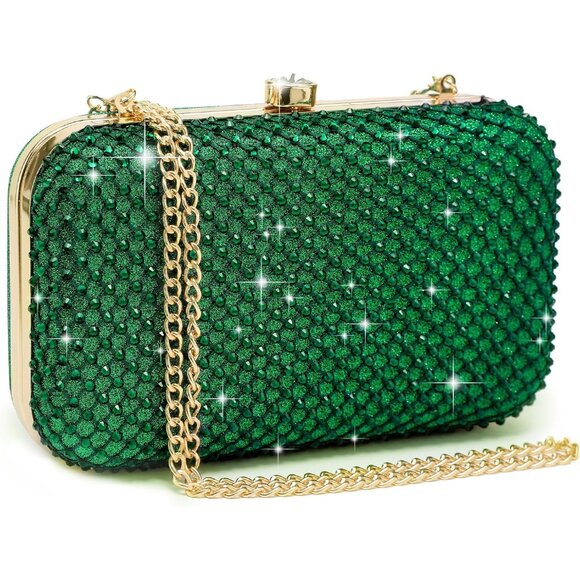 Handbags - Women's Rhinestone Clutch Purse Sparkling Evening Bag with Crystal Clasp